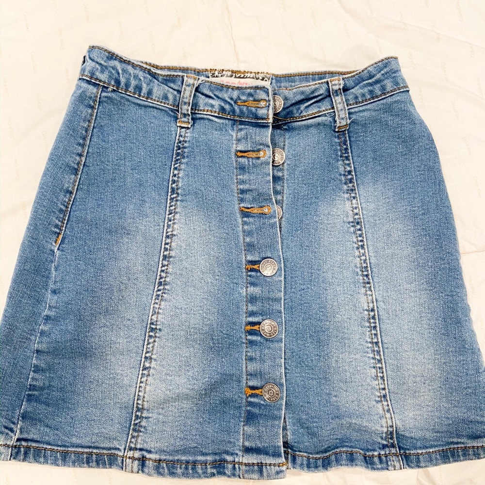 button up jean skirt
